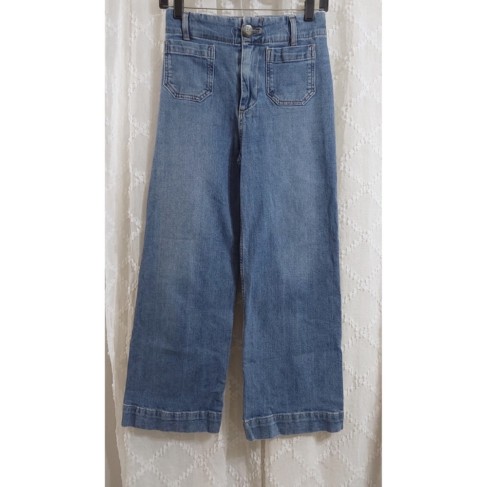 Pilcro and the Letterpress High Rise Wide Leg Patch Pocket Jeans Blue Size 24